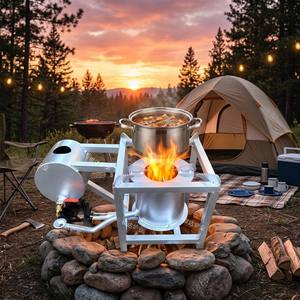 Poêle à gazéification <span class=keywords><strong>sans</strong></span> fumée avec support de réservoir de combustible, poêle à <span class=keywords><strong>bois</strong></span> à combustion secondaire haute efficacité pour la cuisson en extérieur - Product Image 5