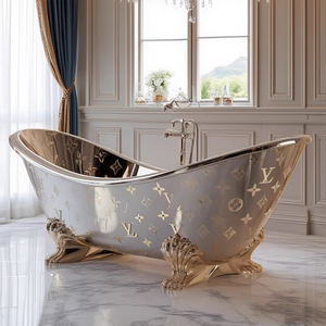 <span class=keywords><strong>Baignoire</strong></span> Îlot de Luxe en Acier Inoxydable Poli avec Pieds Griffes et Gravure Florale pour Salles de Bain de Villas et Hôtels - Product Image 3