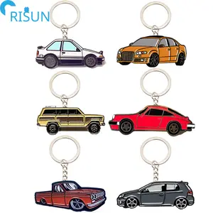 Factory Customized Low Price Golden Keychains Classic Car Keychains Custom logo all Kinds Car Soft Enamel Keyring Key