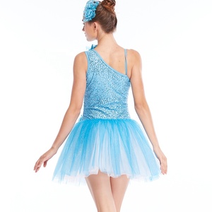 Vestido de Ballet Moderno y Elegante para Mujer, Marca MiDee, con Tirantes Finos, Dobladillo Corto con Pliegues, Flores, Lentejuelas, Espalda Descubierta, Transpirable, para Actuaciones - Product Image 2