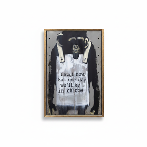Banksy Monkey <b>Canvas</b> Art: Graffiti Pop Wall Decor Print,GOLD <b>FRAMED</b> <b>CANVAS</b> - Product Image 2