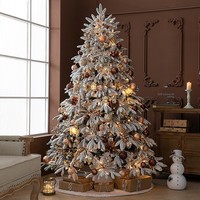 En gros, Arbre de Noël artificiel réaliste de haute qualité en PVC, effet cèdre, floqué, 1,5m, 1,8m, 2,1m, ensemble complet d'ornements, facile à assembler