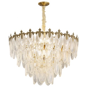 Moderne bladglas hanglamp plafondlamp voor woonkamer hotel villa luxe <span class=keywords><strong>design</strong></span> bladeren LED kroonluchter glazen lamp - Product Image 2