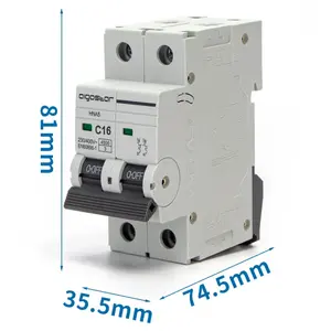 เบรกเกอร์อัตโนมัติขนาดเล็ก 2 ขั้ว, 16 แอมป์, ค่าความเร็วในการตัดวงจร C, สีเทา; ปกป้องระบบไฟฟ้าและป้องกันการโอเวอร์โหลด - Product Image 3