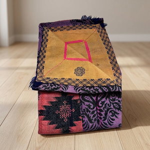 MAYURI CREATIONS Boho Cotton <b>Kantha</b> Bedspread Handmade Reversible Quilt with Traditional Embroidery Vintage Home Furnishing - Product Image 2