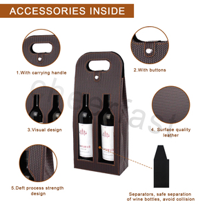 Hot Bán Độc Đáo Rượu Vang Tote Tàu Sân Bay Túi Chai Đôi Da Với Xử Lý Cam Tuyệt vời Rượu Vang Người Yêu Quà Tặng PU Da Túi Rượu Vang - Product Image 3