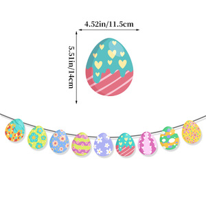 Easter Egg-themed Party <strong>Background</strong> Decoration, Pull Flags, Pull Flowers, Rabbits, Spiral Hanging Decorations - Product Image 1