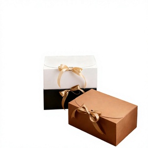 Recyclable Luxury Eco-Friendly Waterproof Square Paperboard Candy <b>Boxes</b> with Ribbon Packaging for Weddings - Product Image 3