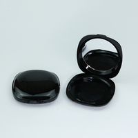 Boîtier à poudre vide carré-rond de 15g avec miroir, emballage cosmétique en plastique à grille unique pour illuminateur, contour et fard à nez