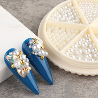 Perles pour ongles 3D de tailles variées, élégantes, blanches, à paillettes, rondes et demi-rondes, breloques et décorations pour ongles DIY