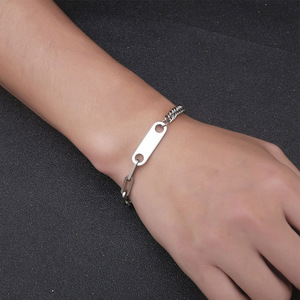 Kkylife — Bracelet en acier inoxydable avec chaîne gravée, pour <span class=keywords><strong>homme</strong></span> et femme, bijou à la mode, Clip de papier - Product Image 4
