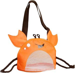 Nouveau sac de plage unisexe pour enfants en maille, forme crabe, en PVC, pour ramasser les coquillages et les jouets de sable, style messager - Product Image 1