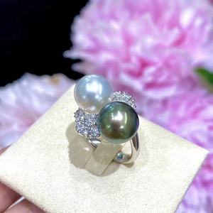 Nouvelle conception, bague en argent pur S925, perle d'eau douce ronde de 9-8 mm, presque parfaite, avec une personnalité à la mode - Cadeau - Product Image 3