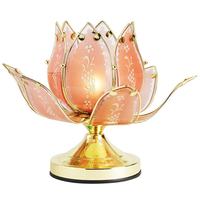 Lampe de table tactile 3 voies en verre motif fleur de lotus vintage rose/blanc/noir/bleu, lampe sur pied en cristal avec base dorée pour la décoration intérieure