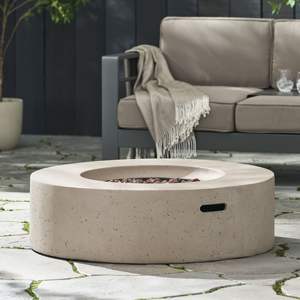 เตาผิงกลางแจ้งทรงกลมแบบตั้งพื้น รุ่น MgO Concrete Propane Fire Pit 50000 Btu สีเทาอ่อน ดีไซน์ทันสมัย พร้อมกระจกกันไฟ - Product Image 6