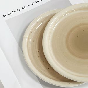 Vintage INS Brown Ceramic <strong>Plate</strong> High Quality Disposable Dessert Breakfast Western Food <strong>Plate</strong> for Home Use <strong>Back</strong> School Wholesale - Product Image 4