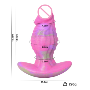 OEM ODM Marmorfarbener Rosa Gemischter Silikon-Analplug 15,2cm 290g 100% Wasserdichtes Erwachsenenspielzeug - Product Image 2