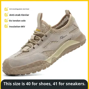 Chaussures <span class=keywords><strong>de</strong></span> <span class=keywords><strong>sécurité</strong></span> à bout en acier pour hommes Anti-Smash Anti-crevaison été respirant grande maille isolée 6kv protection sur site <span class=keywords><strong>de</strong></span> travail - Product Image 5