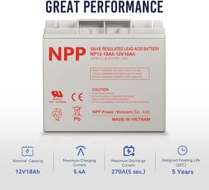 לנו מחסן <span class=keywords><strong>npp</strong></span> 12v 18ah סוללת עופרת אטומה סוללה נטענת חומצה נטענת עם אגוז & בורג (nb) מסוף - Product Image 3