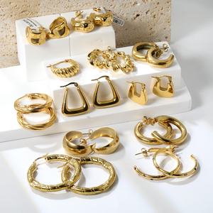 Pendientes de Aro de Acero Inoxidable de Alta Calidad para Mujer, Chapados en Oro de 18K, Joyería Clásica Personalizada, Venta al por Mayor - Product Image 5