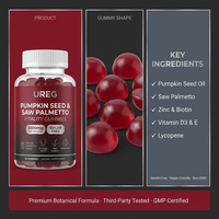Gummies OEM ODM aux graines de citrouille et au palmier nain 3000mg, saveur framboise naturelle, supplément de vitalité masculine, marque privée, vente en gros, 60 unités