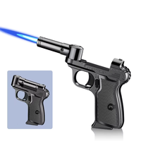 Nouveau créatif durable en acier inoxydable pliant pistolet à flamme briquet gonflable coupe-vent puissant flamme Portable cuisine Spray