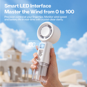 พัดลมพกพาแบบมือถือ รุ่นปี 2026 พร้อมหน้าจอดิจิตอล แบตเตอรี่แบบชาร์จได้ 2000mAh พัดลมไร้ใบพัดสำหรับการเดินทางกลางแจ้ง - Product Image 2