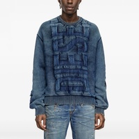 Pull en tricot personnalisé Pull en tricot de couleur bleue personnalisé Pull tricoté hiver effet délavé Pull Cowboy Tricots