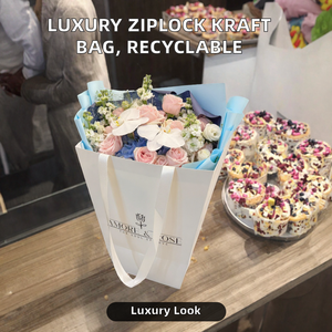 Bolsa de Papel Kraft Blanca de Lujo Personalizada con Cierre Ziplock, Impresión Digital y Característica Reciclable, Marca OEM/ODM - Product Image 2