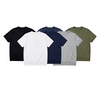 T-shirt en coton pour homme, style sweat-shirt à ourlet côtelé, manches courtes, tee-shirt vierge 100 % coton épais, personnalisable avec logo