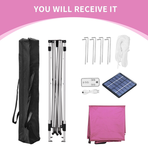 Tente de camping en acier 10x10 avec couverture en PVC rose pour 6 à 8 personnes, sac de transport inclus, pour événements professionnels et camping en plein air - Product Image 6