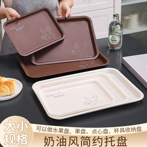Bandeja Rectangular de Plástico con Diseño de Conejo para Servir Frutas, Té y Aperitivos, Irrompible, Apta para Alimentos, Blanca con Estampado de Conejo - Product Image 2