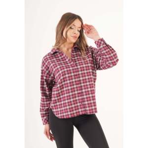 Camicia da <span class=keywords><strong>Lumberjack</strong></span> LUSTRIN per Donna, Bordeaux a Quadri con Bottoni, Top in Flanella Oversize Casual a Maniche Lunghe in Misto Cotone - Product Image 1