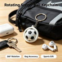 Porte-clés rotatif en forme de ballon de football, jouet anti-stress, mini-breloque sportive, accessoire portable pour sac, cadeau