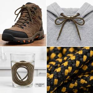 Cordones de repuesto redondos de poliéster bicolor duraderos OEM al por mayor para botas <span class=keywords><strong>Merrell</strong></span> Moab y calzado de exterior - Product Image 6