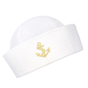 Sailor Hat White Anchor Embroidery Unisex Adult Breathable Foldable Polyester - Product Image 5