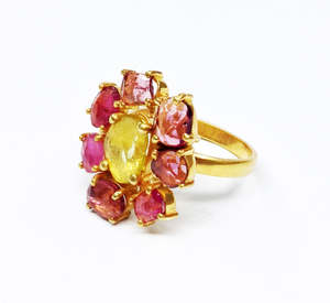 Plata de Ley 925 chapado en oro con diamantes hecho a mano multiturmalina eternidad anillos Vermeil boda clásica todos los días y fiesta - Product Image 5