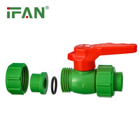 IFAN High Temperature PPR Plumbing Fittings Green Control Water PPR Ball Valve With Brass Valve