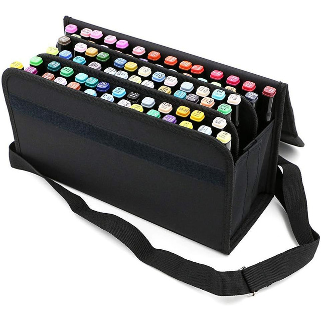 Foldable 80-Slot Pen Case, Art Markers Carrying Bag, Sketch Organizer