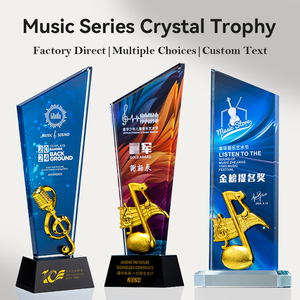Trofeo de Cristal y Metal Personalizado con Música y Baile, Grabado para Cantantes, Instrumentistas, Presentadores, Campeones, en Oro, Plata y Bronce - Product Image 2