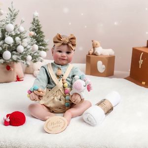 Hochet animal en crochet, jouet tricoté en coton pelucheux, hochets et anneaux de dentition ronds unisexes en bois de hêtre, coffret cadeau pour nouveau-né - Product Image 2