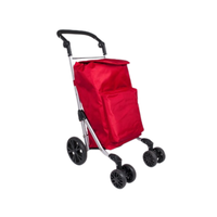 Chariot de courses pliable en alliage d'aluminium, 6 roues pivotantes à 360 degrés, polyester enduit de PVC 600D, facile à transporter