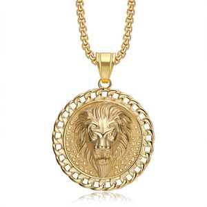 Yunnique – collier avec pendentif tête de lion en acier inoxydable pour hommes, chaîne cubaine Hip Hop, design du zodiaque animal, DW063B - Product Image 5