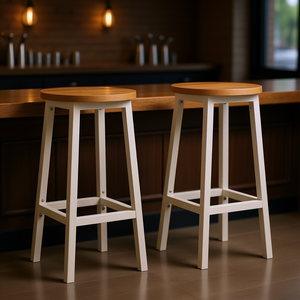 Taburete de Bar Moderno Minimalista en Roble Dorado y Blanco Nube, Mueble de Bar Estable para Uso Comercial - Product Image 2