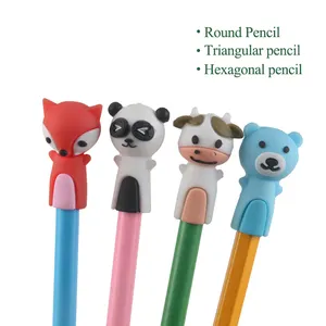 Wholesale new fancy student supplies Silicone pencil cover to protect pencil cartoon stationery pencil cap