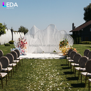 LEDA Nouvelle conception moderne pour événements festifs et anniversaires, arche en métal blanc, toile de fond en gaze en forme de fleur pour mariage - Product Image 1