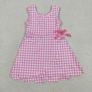 Vente Flash : Robes d'été imprimées à carreaux avec nœuds et volants pour bébés filles, longueur genou, style short de yoga - Product Image 2