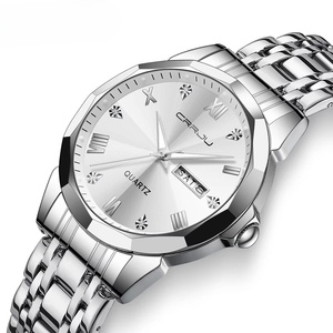 Reloj de Cuarzo de Lujo para Hombre, Clásico con Números Romanos, Esfera con Detalles de Diamantes, Correa de Acero Inoxidable de Dos Tonos, Calendario, Reloj de Negocios para Hombre - Product Image 4