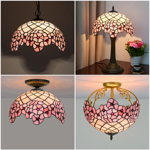 Tiffany 12 "<span class=keywords><strong>paralume</strong></span> in vetro colorato con cappuccio, lampada da tavolo <span class=keywords><strong>rosa</strong></span> fiori di ciliegio lampade solo ricambio <span class=keywords><strong>paralume</strong></span> - Product Image 2