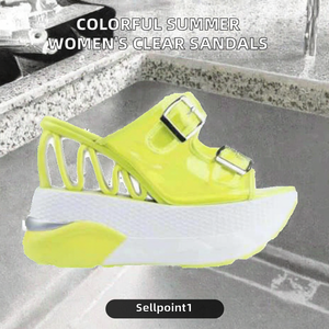 Nuevas Sandalias de Verano para Mujer, Transparentes, Coloridas, con Parte Superior de Piel Vacuna, Plataforma, Casuales, de Secado Rápido - Product Image 2